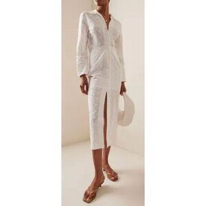 Matthew Bruch Broderie Anglaise Cotton Midi Shirt Dress-sz 3 (US Medium)